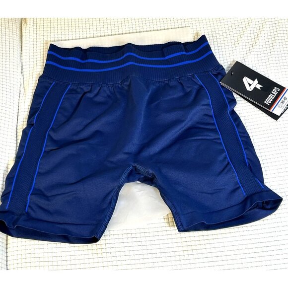 Fourlaps Re-Up Kids Blue Stretch Shorts, Size M/L, NWT - Picture 1 of 7